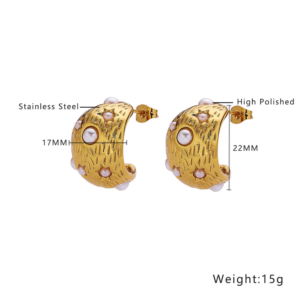 Wholesale Stainless Steel Versatile Fashion Pearl Titanium Steel Earrings